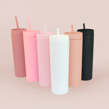 Colored Tumblers with Straws
